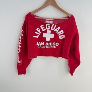 Lifeguard san diego off the shoulder cropped sweatshirt